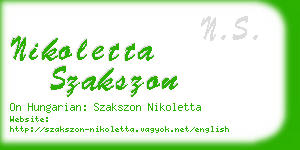 nikoletta szakszon business card